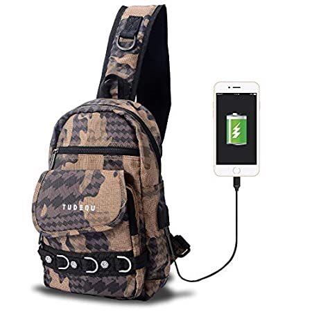 セットアップ TUDEQU 並行輸入品 アウトドア ティーン用 男女兼用 USB充電ポート付き デイパック バッグ シングルショルダーバックパック スリングチェストクロスボディ バックパック、ザック セットアップ TUDEQU 並行輸入品 アウトドア ティーン用 男女兼用 USB充電ポート付き デイパック バッグ シングルショルダーバックパック スリングチェストクロスボディ バックパック、ザック