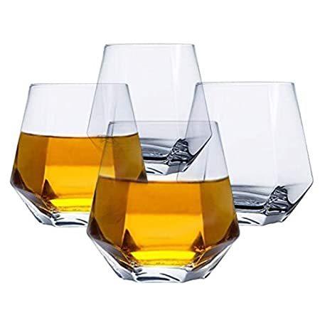 【特別送料無料！】 幾何学模様 11オンス 高級 軽量 ダイヤモンドウイスキーグラス Glassware Tebery ワイングラス 並行輸入品 水/カクテル/ウイスキー/バーボン用 アルコールグラス