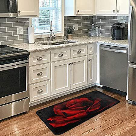高品質の激安 Rose Red Romantic Runner Rugs Kitchen Flower 並行輸入品 Slip Non Rugs Bath Doormat Rug キッチンマット