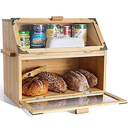 偉大な パンボックス Mixc キッチンカウンタートップ用 並行輸入品 キッチンカウンターの装飾 食品ストレージボックス プラスチックパネル 大型 パンボックス 2層 竹製 食品保存容器 Lifeinlacruz Com