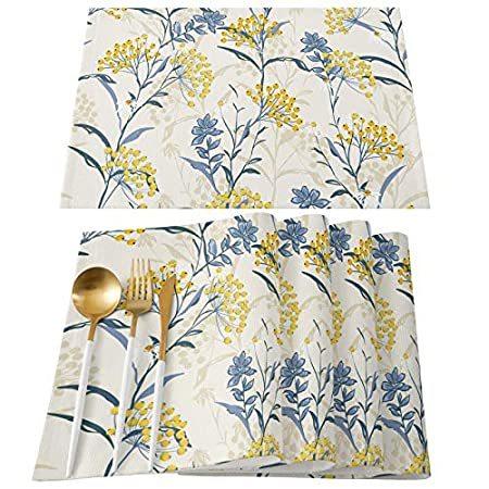 第一ネット Set Placemats Table Dining Of 並行輸入品 Res Plant,Heat Floral Linen),Vintage 6(Cotton ランチョンマット