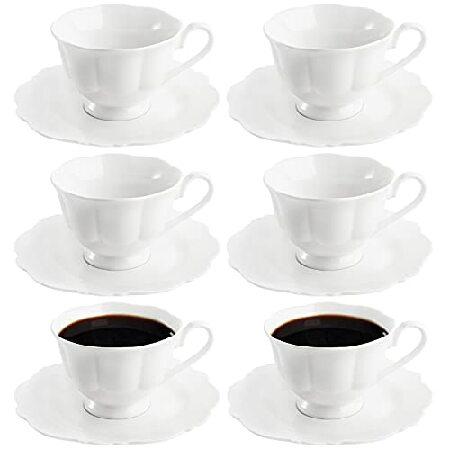 何でも揃う Jucoan 並行輸入品 Wh oz 7 Set, Cup Tea Floral Saucers, and Cups Tea Porcelain 6 of Set マグカップ