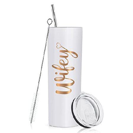 Qtencas Valentine's Day Gifts for Wife Bride Skinny Tumbler, Wifey Stainles 並行輸入品