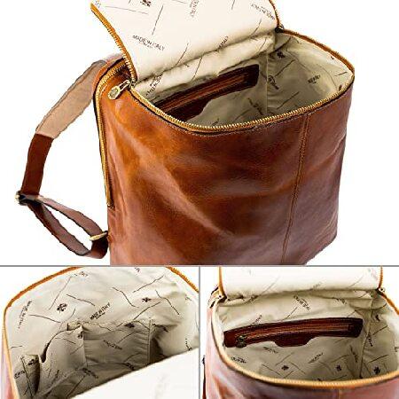 Time Resistance Leather Backpack Vintage Rucksack Business Backpack Laptop Bag Unisex Dark Brown (Cognac) 並行輸入品