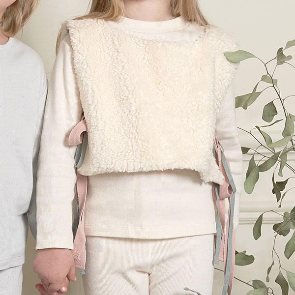 オーガニックコットン ベビー ファーサイドリボンベスト Salme Bebe  