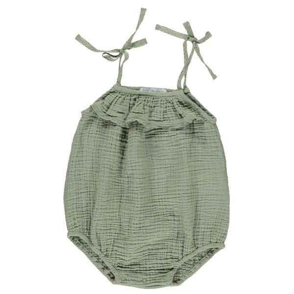オーガニックコットン ベビーフリルレースロンパース Amina Bebe