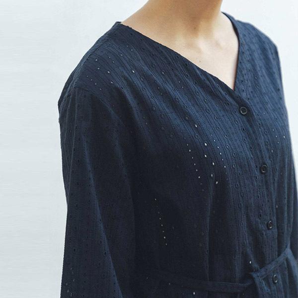 オーガニックコットン レースVネックワンピース(7分袖) PeopleTree 
