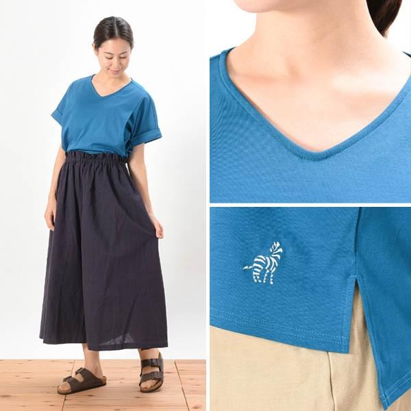 オーガニックコットン 授乳服（サイドスリットタイプ）Vネックシャツ プレーリー モーハウスの画像