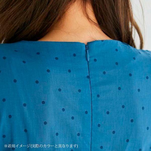 オーガニックコットン ドットすっきりシルエットワンピース モーハウス_13