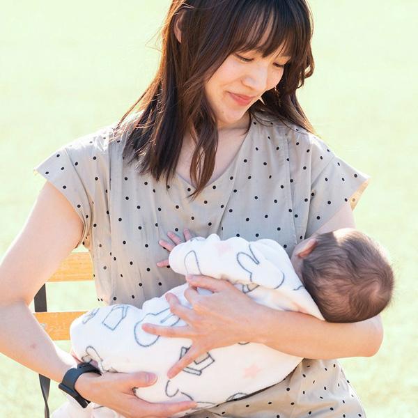 オーガニックコットン ドットすっきりシルエットワンピース モーハウス_9