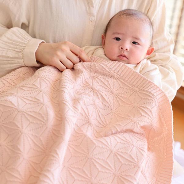 オーガニックコットン 洛陽染麻の葉柄ニットアフガン cofucu 