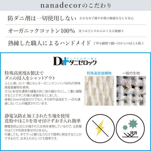 【ダニゼロック】オーガニックコットン ベッドシーツ セミダブル 120×200 nanadecor ナナデコールの画像