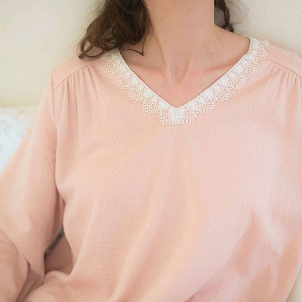 オーガニックコットン スズラン Vネックギャザードレス nanadecor