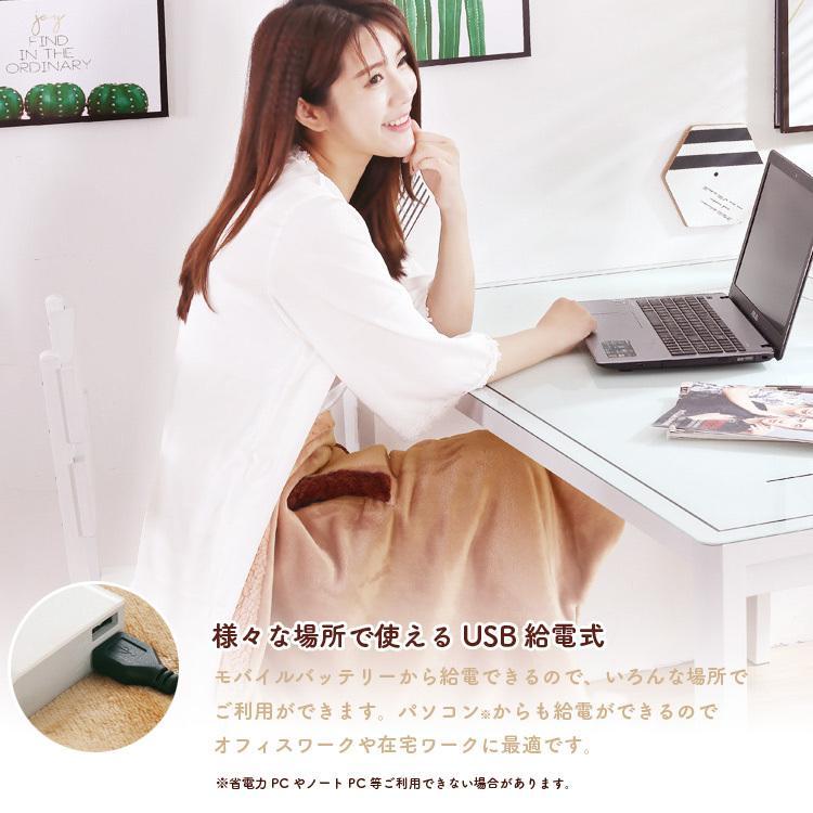 あったか USB給電式 発熱 ブランケット 電気マット ひざ掛け ヒーター