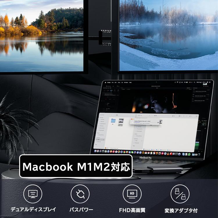MacBook用HDMI拡張アダプタ M1/M2対応 マルチスクリーン デュアル