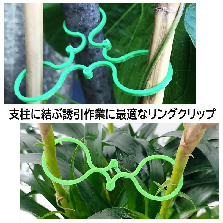 支柱誘引クリップ 50個セット 植物支柱リング 支柱連結 つる固定 八の