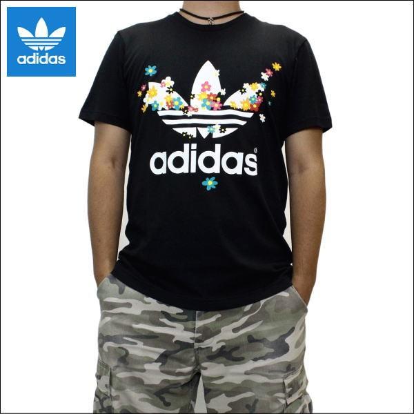 アディダス Tシャツ　adidas Originals (アディダス オリジナルス)　メンズ 半袖Tシャツ　フラワー トレフォイル ロゴ プリント Tシャツ　(BLACK)　S95823｜ysk-style｜02