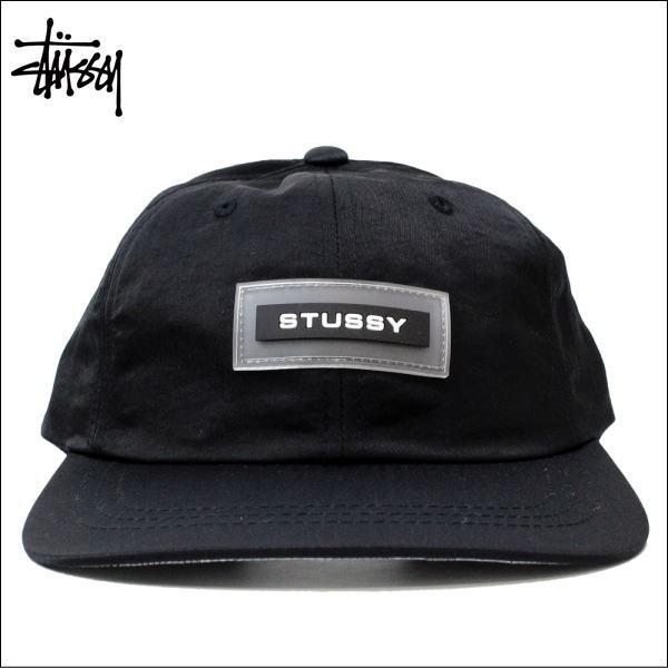 クリポス200円　ステューシー キャップ　STUSSY (ステューシー)　ユニセックス ナイロンキャップ　ラバー ロゴ ロープロ キャップ　(BLACK)　131755｜ysk-style