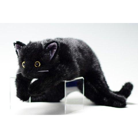 日本製 リアルな猫のぬいぐるみ 58cm クロネコL目明き 本物みたいな