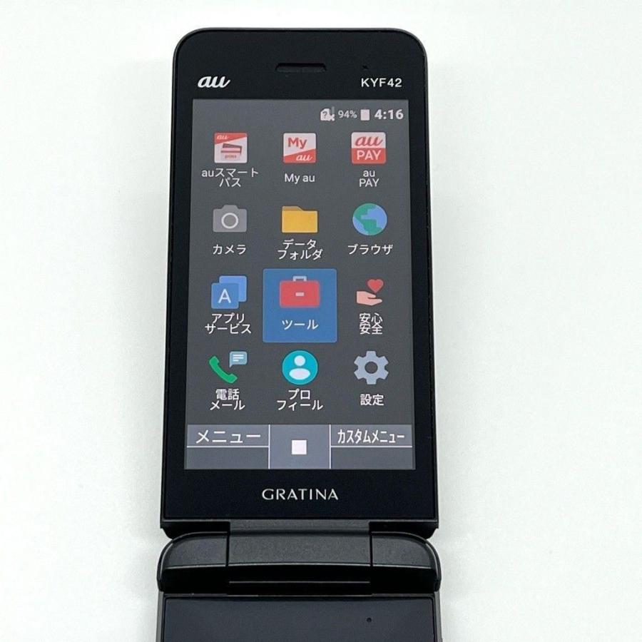 極美品】GRATINA KYF42 au SIMロック解除済 4G LTE ブラック 防水 白