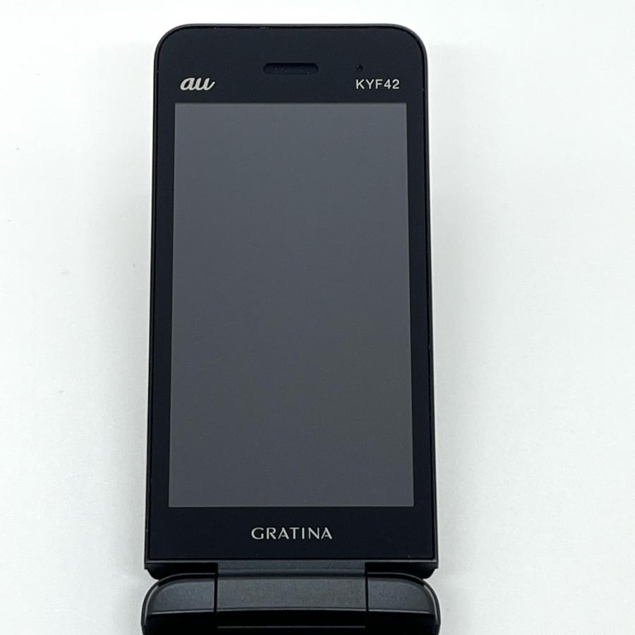 美品】GRATINA KYF42 au SIMロック解除済 4G LTE ブラック 防水 白ロム