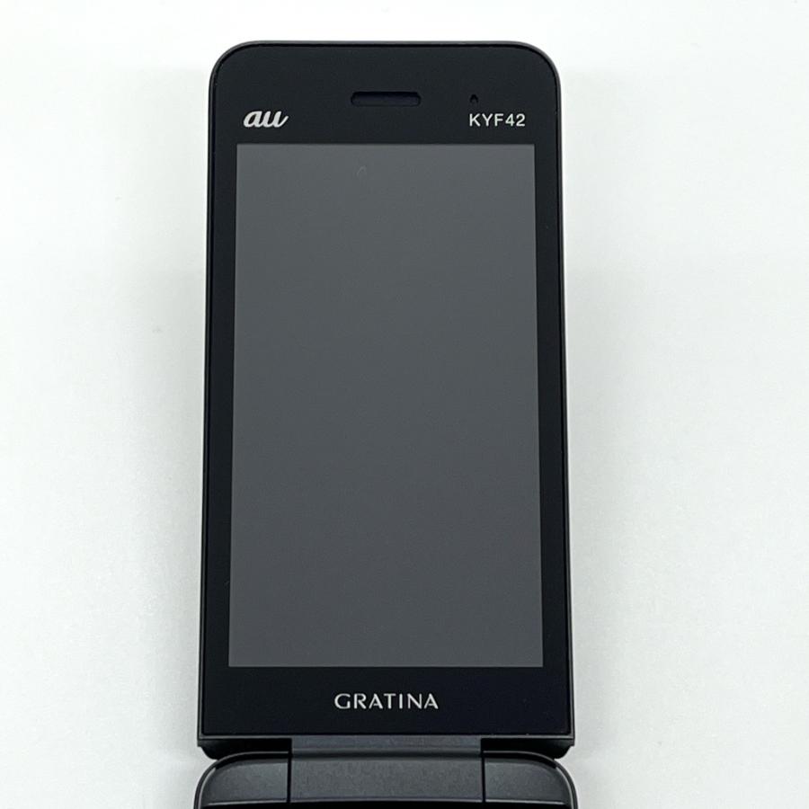 美品】GRATINA KYF42 au SIMロック解除済 4G LTE ブラック 防水 白ロム