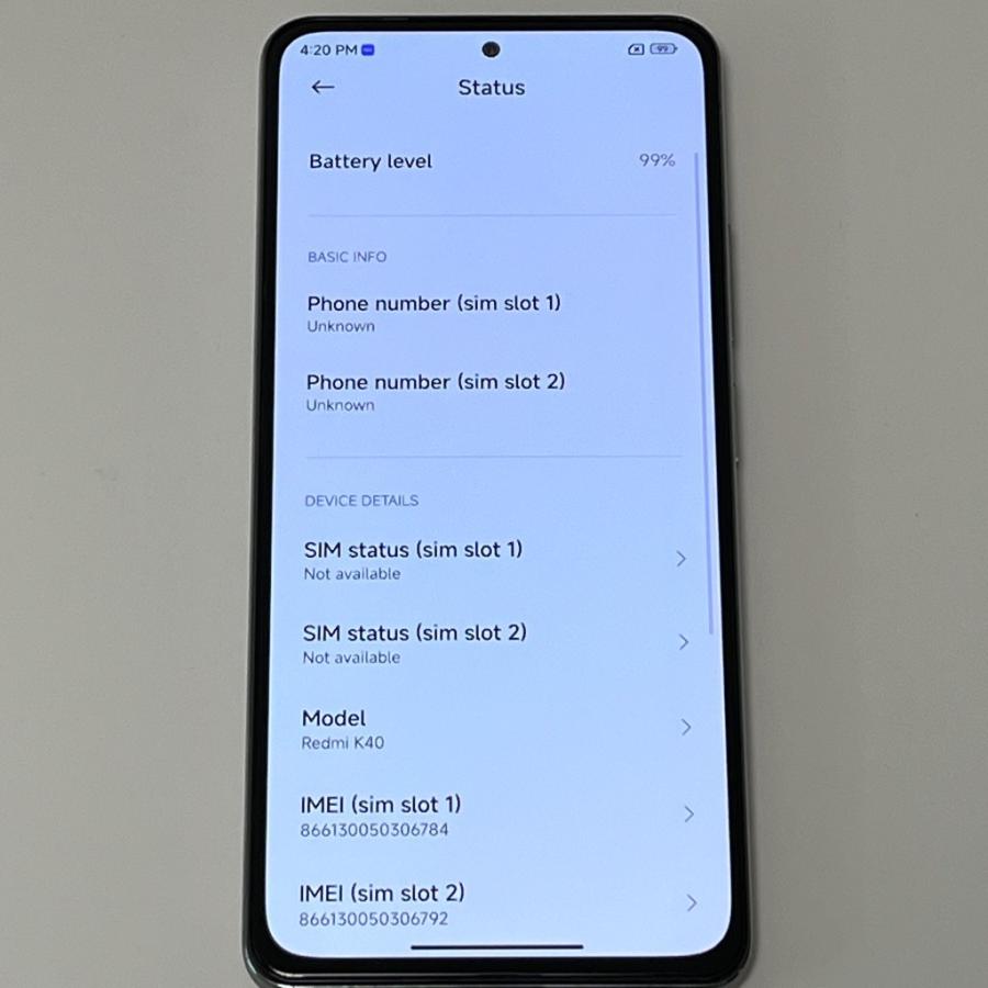 Xiaomi Redmi K40 SIMフリー 128GB／6GB 中国版 Android13 ホワイト