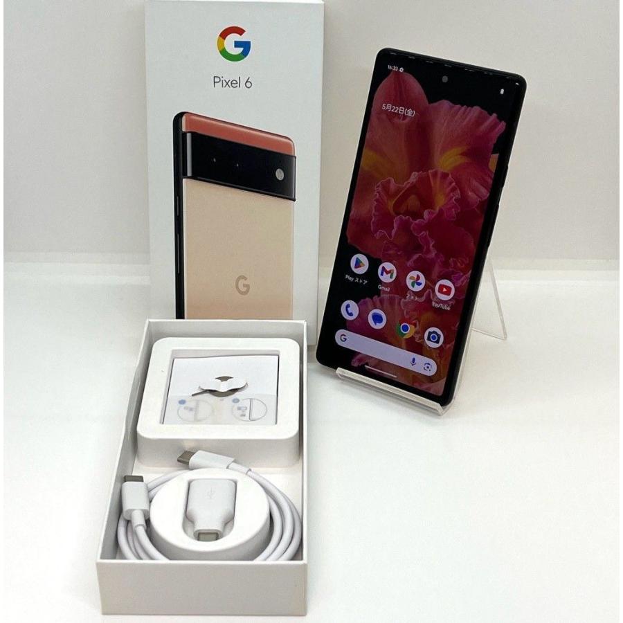 良品】Google Pixel 6 128GB／8GB au SIMフリー Kinda Coral Pixel6 白