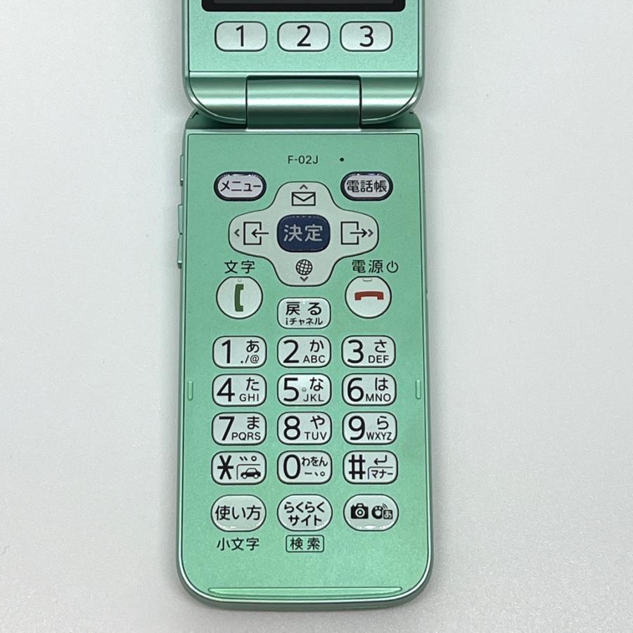 美品】らくらくホン F-02J ドコモ SIMロック解除済 4G対応 ミント