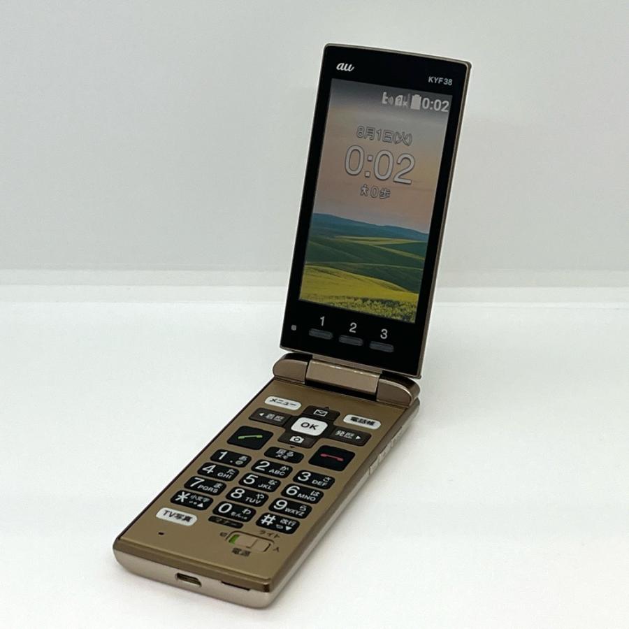 良品】かんたんケータイ KYF38 au SIMロック解除済 シャンパンゴールド