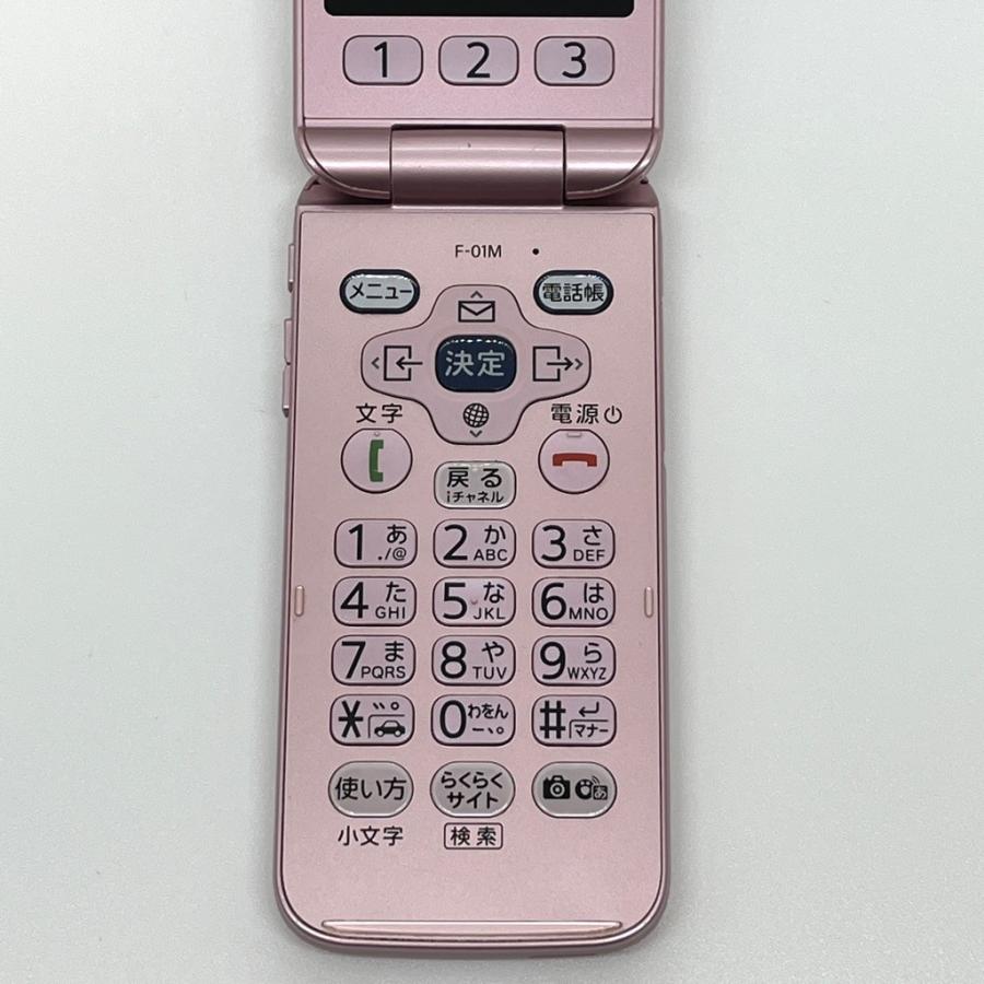 液晶美品】らくらくホン F-01M docomo SIMロック解除済 ピンク 携帯
