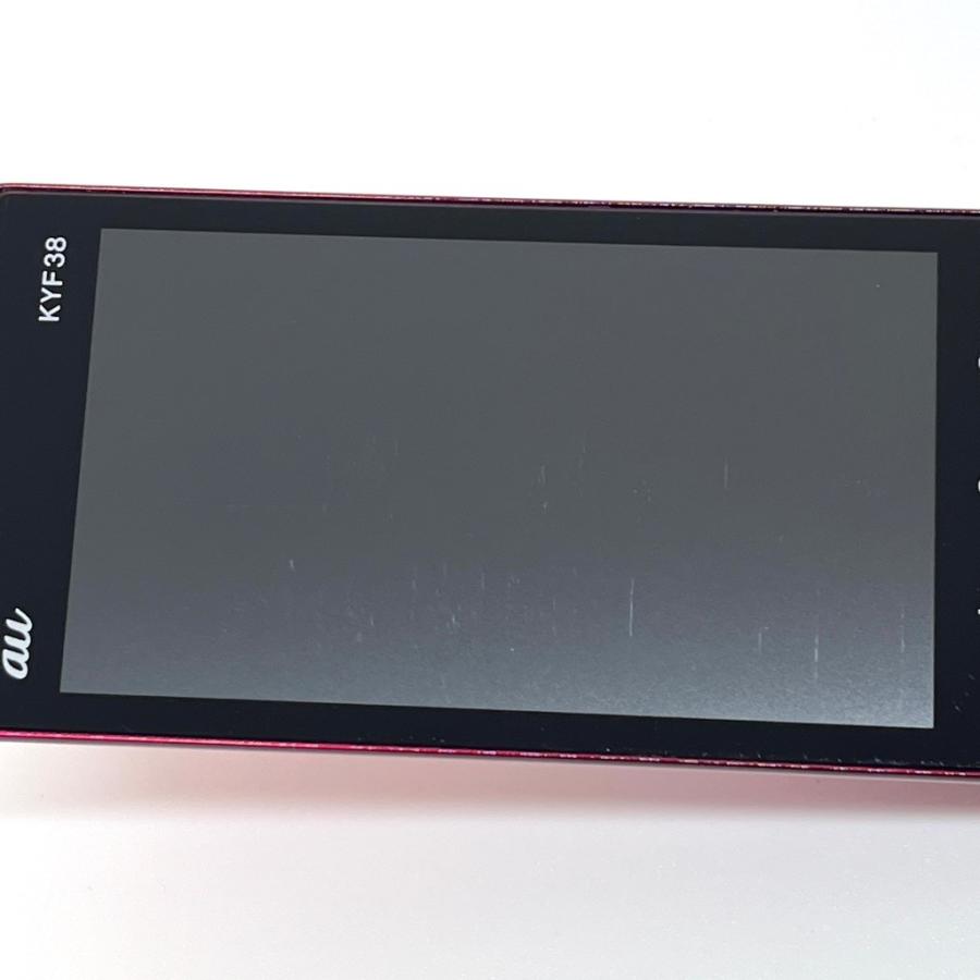 良品】かんたんケータイ KYF38 au SIMロック解除済 ワインレッド 4G