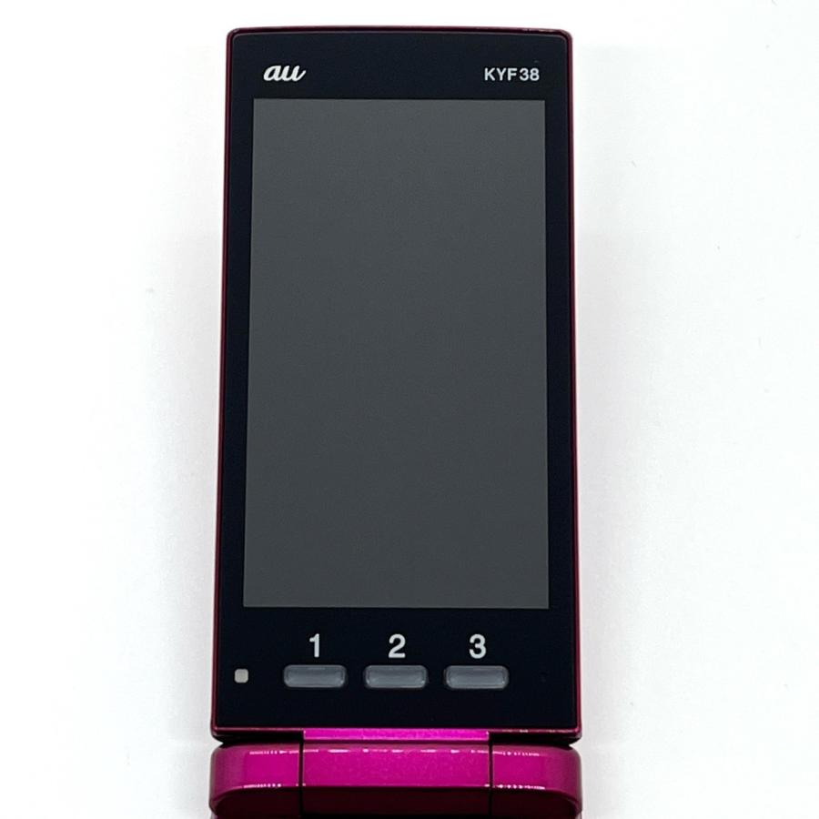 美品】かんたんケータイ KYF38 au SIMロック解除済 ワインレッド 4G