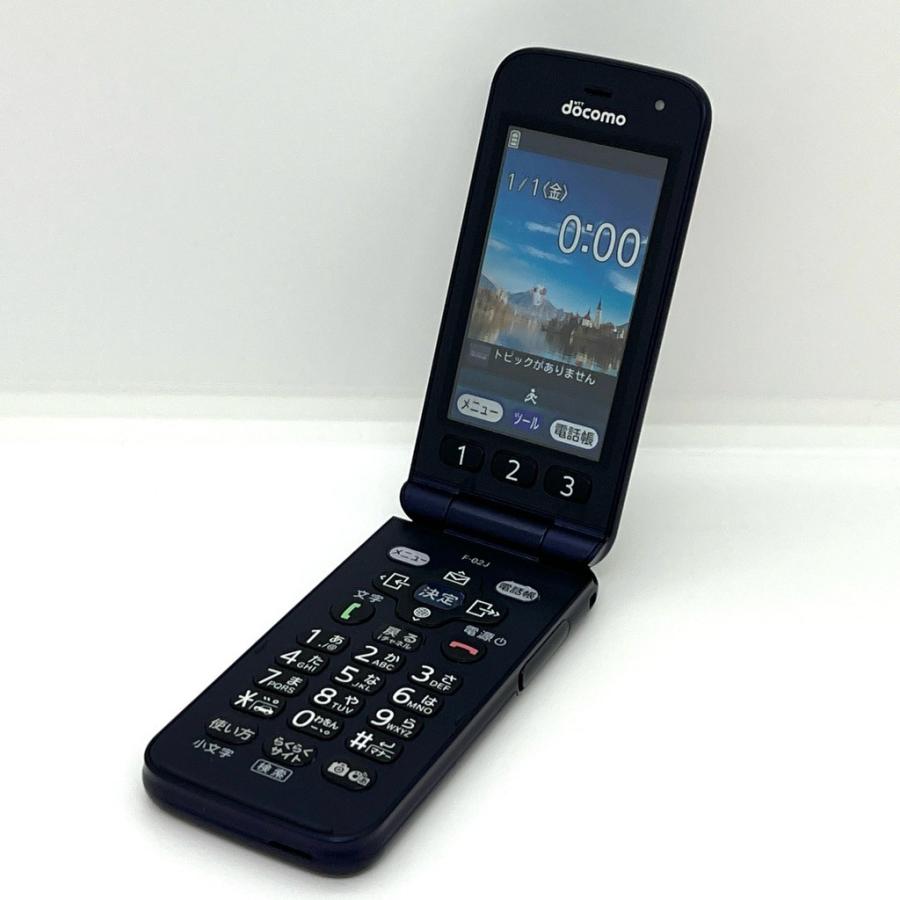 docomo らくらくホン F-02J ネイビー SIMフリー 利用制限なし 美品】らくらくホン F-02J ドコモ SIMロック解除済 4G対応 ネイビー 白