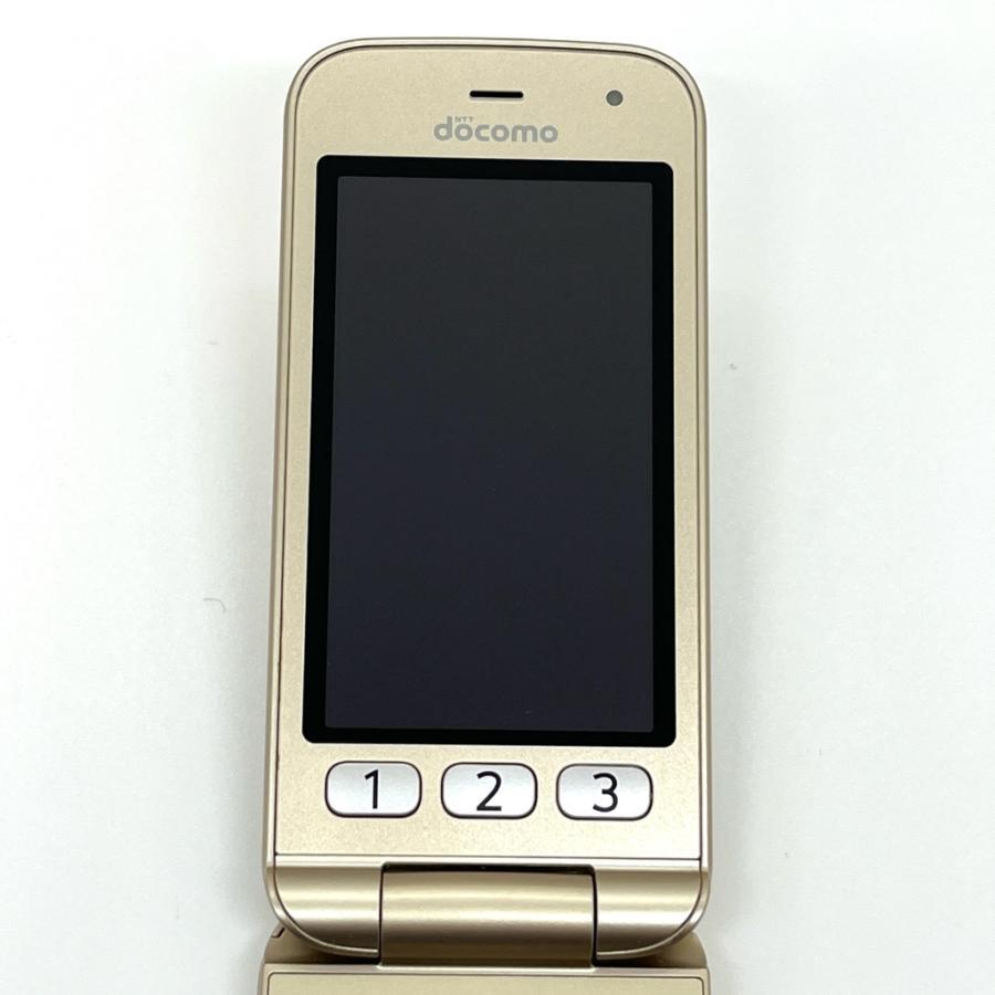 らくらくホン F-02J ドコモ SIMロック解除済 4G対応 ゴールド 白ロム