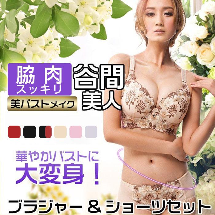 ブラ ブラジャー 脇肉スッキリ ショーツ セット 美バストメイク リフトアップ 補正 盛り 脇高（Yahoo!・万通オンライン）