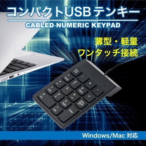 USB接続 テンキー ブラック テンキー USB テンキ ブラック 有線 接続 軽量 薄型 静音 : 万通