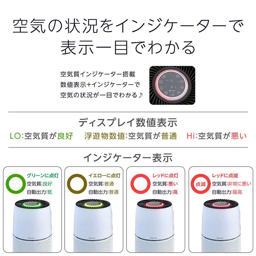 空気清浄機 小型 ウイルス除去 花粉対策 光触媒除菌搭載 マイナスイオン発生 空気清浄器 除菌 消臭 タバコ HEPAフィルター TOKAIZ正規品 雑誌掲載商品｜ysmya｜15