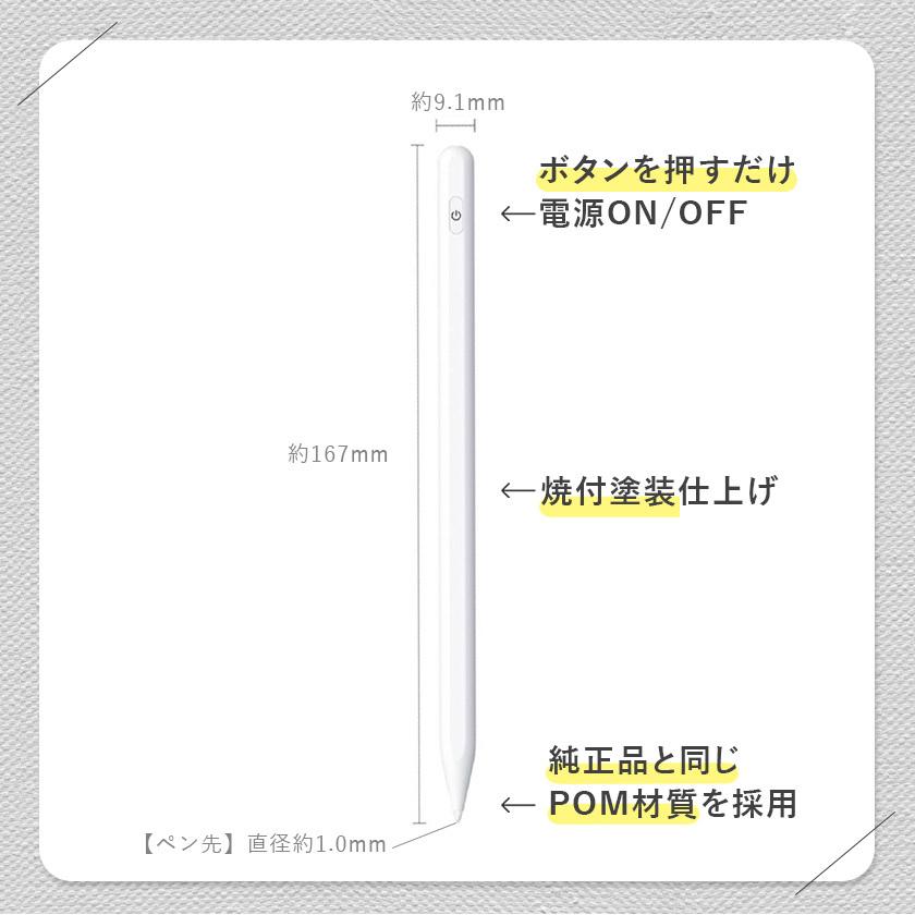 タッチペン ipad スタイラスペン パームリジェクション 極細 第10世代 9876 Air5 4 mini6 Pro 11 12.9インチ 充電式 超高感度 パームリジェクション｜ysmya｜12