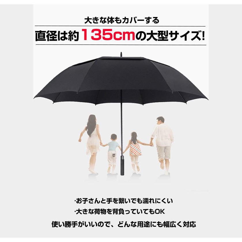 日傘 長傘 遮光 軽量 メンズ ゴルフ傘 大きい 風を通す二重構造