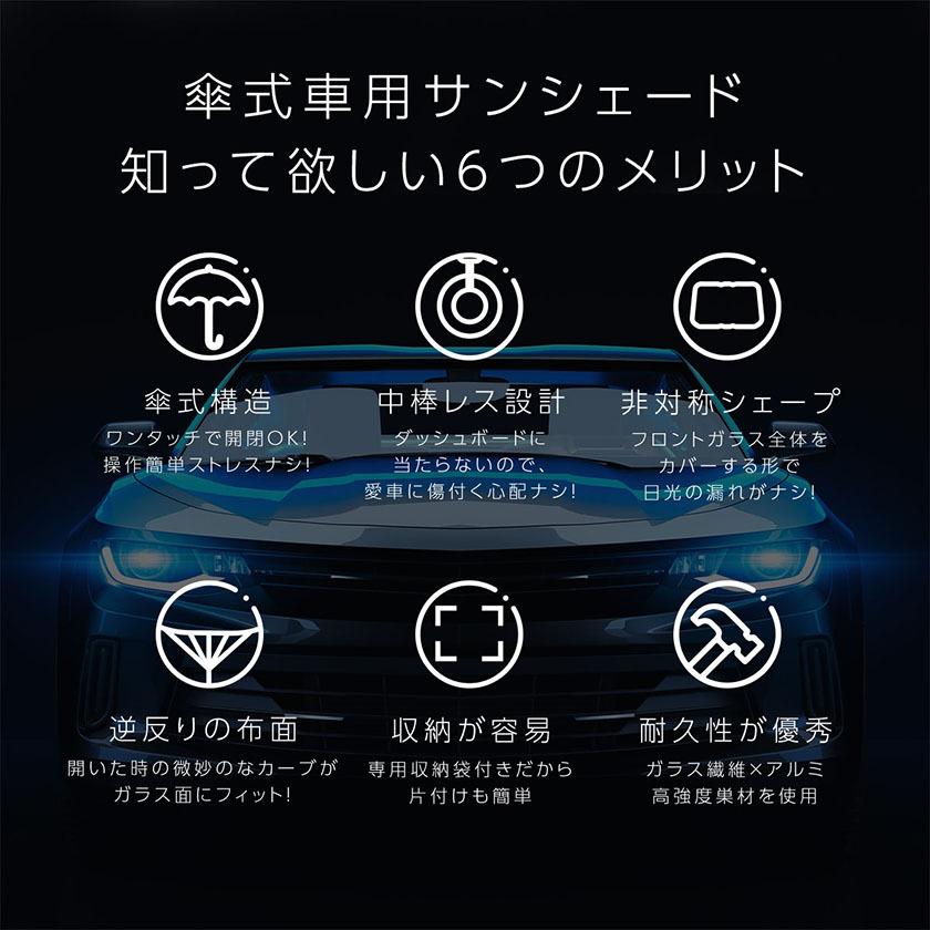 中棒レス設計 サンシェード 車 フロント 傘 おしゃれ 断熱 外付け フロントガラス 大型 軽自動車 フロントサンシェード レクサス対応 スペーシア対応 Tokaiz 万通オンライン 通販 Yahoo ショッピング