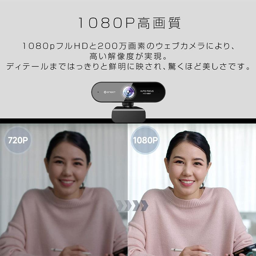 200万画素 マイク付き webカメラ 超広角 Webカメラ ウェブカメラ HD1080P 200万画素 90°広角 パソコン用カメラ