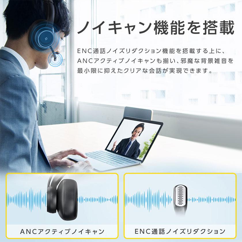 ヘッドセット Bluetooth 5.0 ワイヤレス 6つマイク付きヘッドセット
