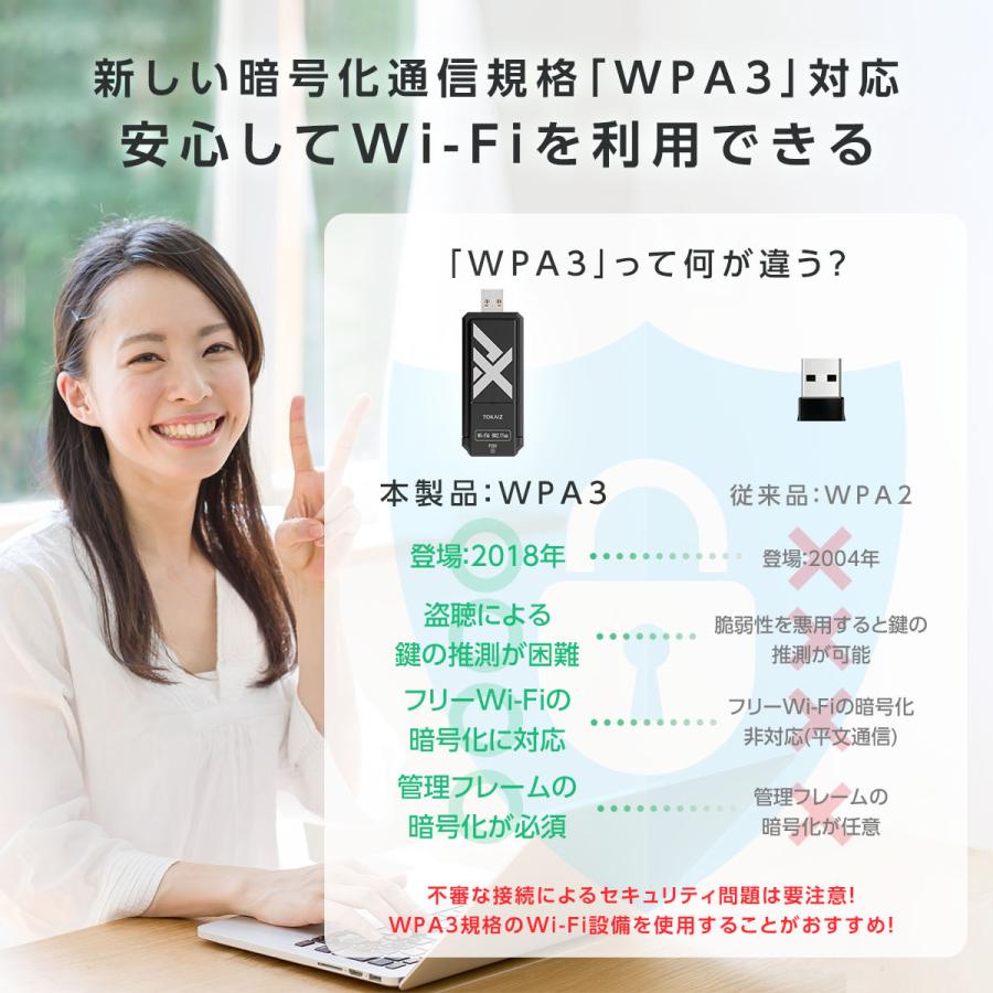 無線lan 子機 wifi6 usb3.0 5ghz wifi 11ac 無線LANアダプター アダプター Wi-Fi6 ルーター対応 Windows10/11 ノートパソコン PC デスクトップ 対応 TOKAIZ｜ysmya｜12