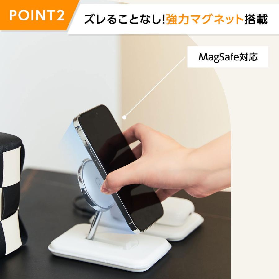 ワイヤレス充電器 iphone 急速充電 magsafe 3in1 スタンド 2台 ワイヤレス充電器 iphone 急速充電 magsafe 3in1 スタンド 2台