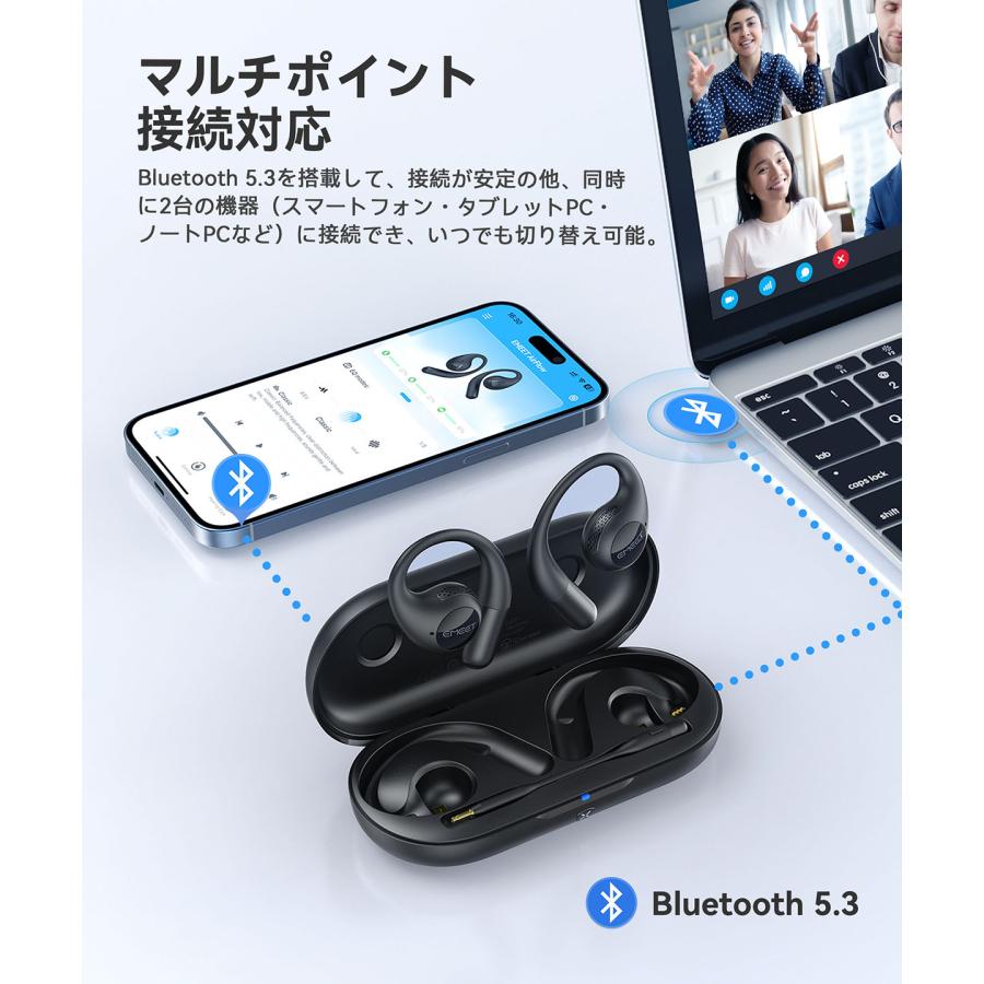 ワイヤレスイヤホン オープンイヤー 耳を塞がない マイク付き ブーム