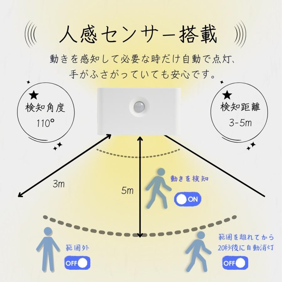 センサーライト 室内 人感 おしゃれ 充電 充電式 階段 足元ライト 人感