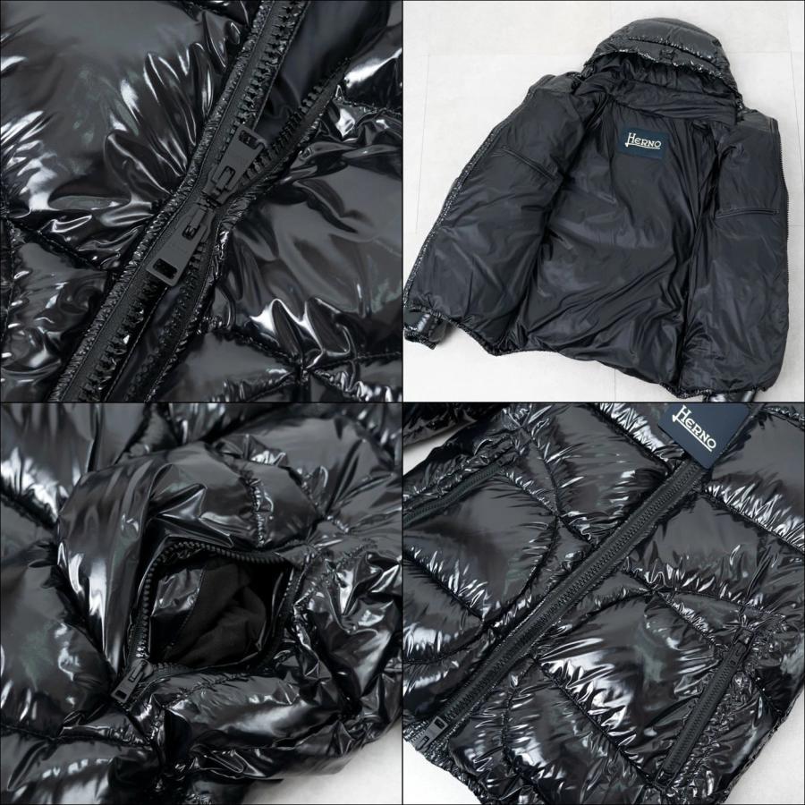 Herno ブラックダウンジャケット HERNO（ヘルノ） 送料無料 1 HERNO PI001133U 12220Z 9300 GLOSS