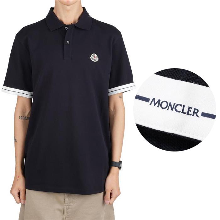 Sサイズ　MONCLER ポロシャツ ネイビー 襟ロゴ MONCLER（モンクレール） 送料無料 127 MONCLER 8A00027 89ALK