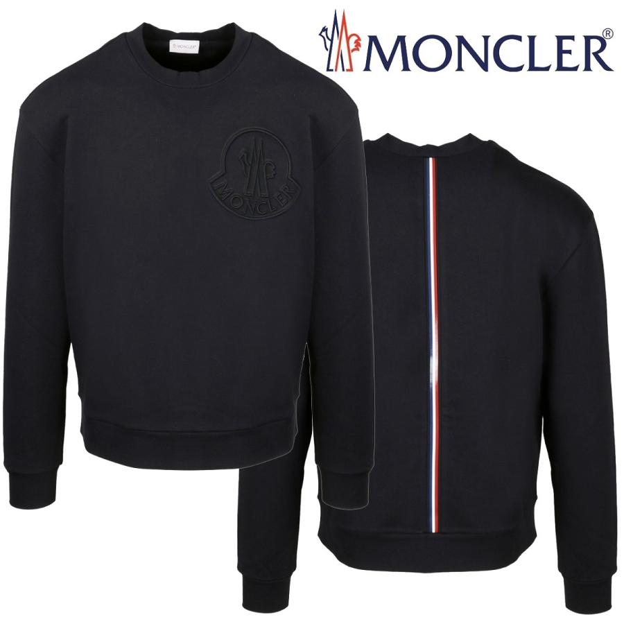 送料無料 33 MONCLER モンクレール 8G7A610 809LA クルーネック ロゴ スウェット トレーナー ネイビー size M ...